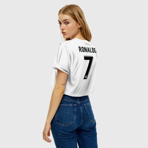 Женская футболка Crop-top 3D Криштиану Роналду Форма 18-19, цвет 3D печать - фото 5