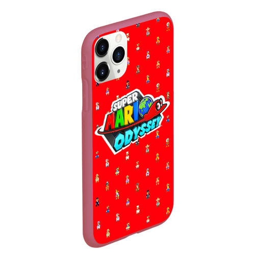 Чехол для iPhone 11 Pro Max матовый Super Mario Odyssey, цвет малиновый - фото 3