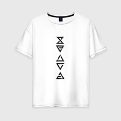 Женская футболка хлопок Oversize Знаки Ведьмака Black