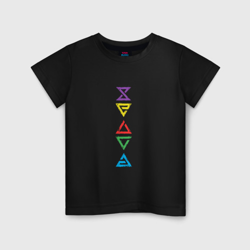 Детская футболка хлопок с принтом Знаки ведьмака Colors, вид спереди #2