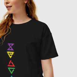 Женская футболка хлопок Oversize Знаки Ведьмака Colors - фото 2