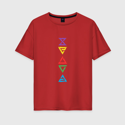 Женская футболка хлопок Oversize с принтом Знаки ведьмака Colors, вид спереди #2