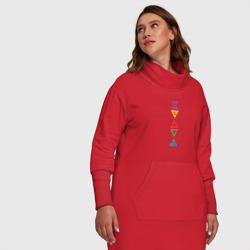 Платье с принтом Знаки Ведьмака Colors для женщины, вид на модели спереди №5. Цвет основы: красный
