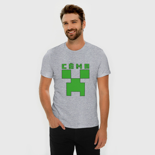 Мужская футболка хлопок Slim Сёма - Minecraft, цвет меланж - фото 3