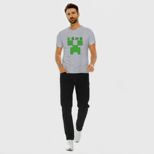 Мужская футболка хлопок Slim Сёма - Minecraft, цвет меланж - фото 5