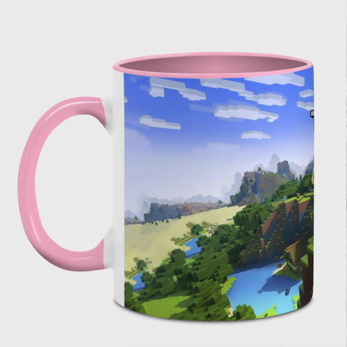 Кружка с полной запечаткой Тимур - Minecraft, цвет белый + розовый - фото 2