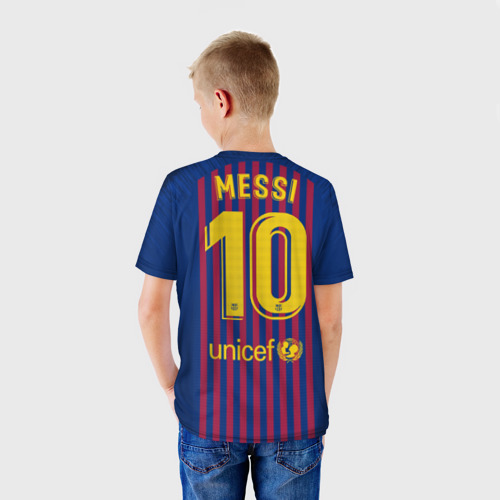 Детская футболка 3D Messi home 18-19, цвет 3D печать - фото 4