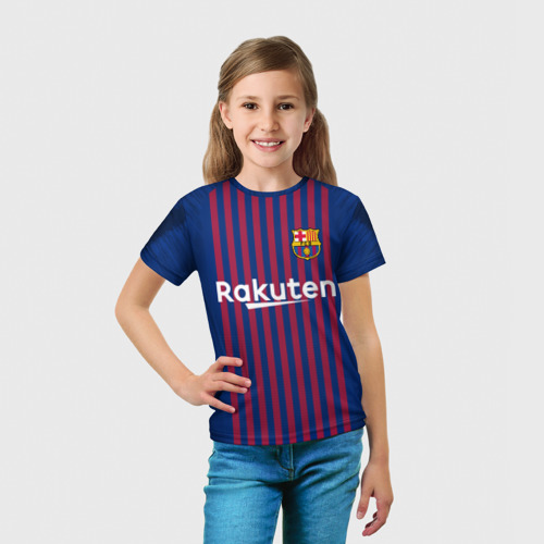 Детская футболка 3D Messi home 18-19, цвет 3D печать - фото 5