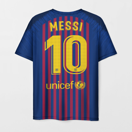 Мужская футболка с принтом Messi home 18-19, вид сзади №1