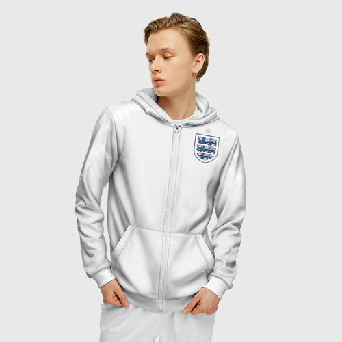 Мужская толстовка 3D на молнии England home WC 2018, цвет белый - фото 3