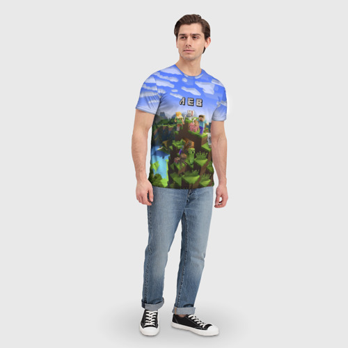 Мужская футболка 3D с принтом Лев - Minecraft, вид сбоку #3