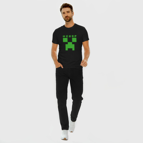 Мужская футболка хлопок Slim Фёдор - Minecraft, цвет черный - фото 5
