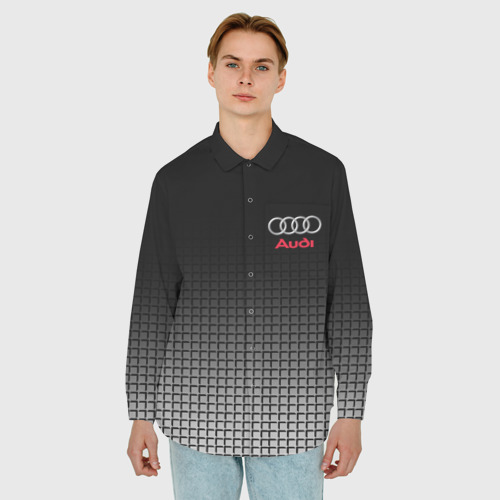 Мужская рубашка oversize 3D с принтом Audi sport, фото на моделе #1