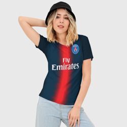 Женская футболка 3D Slim PSG Форма Новая Home 18-19 - фото 2