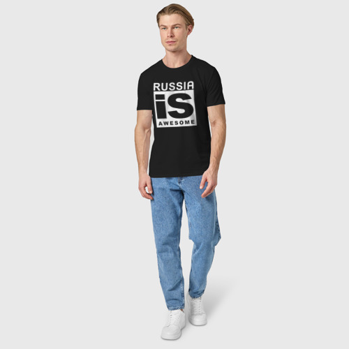 Мужская футболка хлопок RUSSIA IS AWESOME - бренд, цвет черный - фото 5