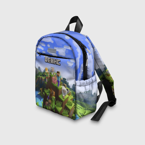 Детский рюкзак 3D с принтом Денис - Minecraft, вид сбоку #3
