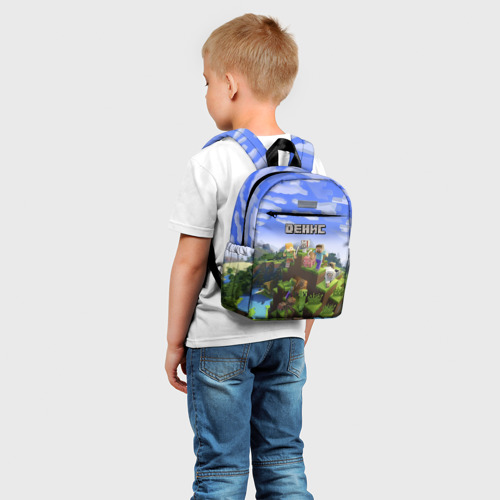 Детский рюкзак 3D с принтом Денис - Minecraft, фото на моделе #1
