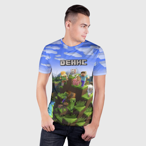 Мужская футболка 3D Slim с принтом Денис - Minecraft, фото на моделе #1