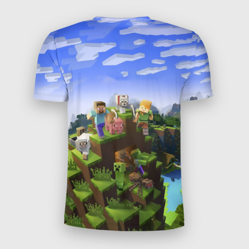 Мужская футболка 3D Slim с принтом Денис - Minecraft, вид сзади #1