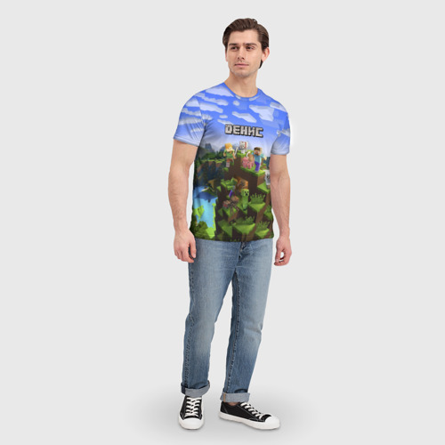 Мужская футболка 3D с принтом Денис - Minecraft, вид сбоку #3