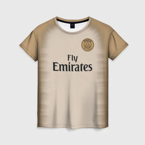 Женская футболка 3D с принтом PSG Форма Новая Away 18/19, вид спереди #2