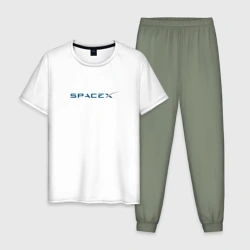 Мужская пижама с белой футболкой хлопок Spacex