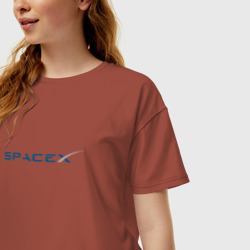 Женская футболка хлопок Oversize Spacex - фото 2