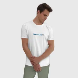 Мужская пижама с белой футболкой хлопок Spacex - фото 2