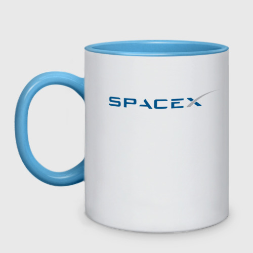 Кружка двухцветная Spacex, цвет белый + небесно-голубой