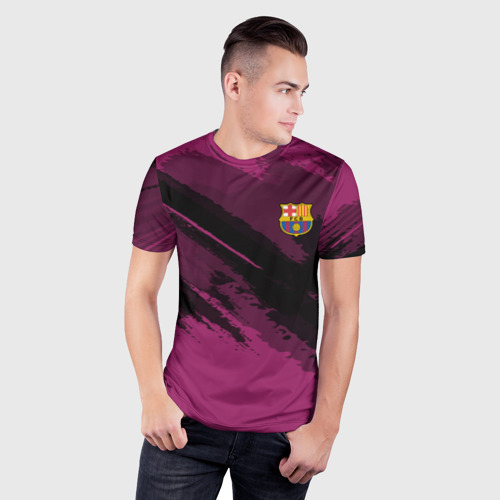Мужская футболка 3D Slim Barcelona sport, цвет 3D печать - фото 3