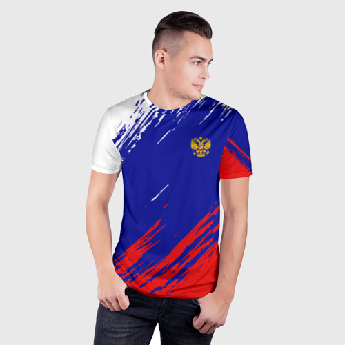 Мужская футболка 3D Slim Russia sport, цвет 3D печать - фото 3