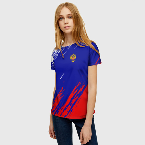 Женская футболка 3D с принтом Russia sport, фото на моделе #1