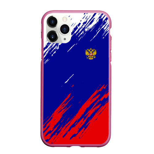 Чехол для iPhone 11 Pro Max матовый Russia sport, цвет малиновый
