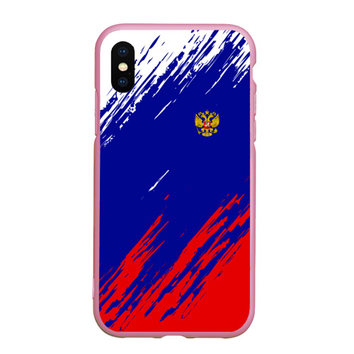 Чехол для iPhone XS Max матовый Russia sport, цвет розовый