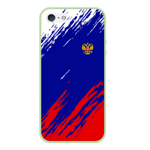 Чехол для iPhone 5/5S матовый Russia sport, цвет салатовый