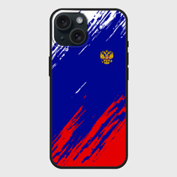 Чехол силиконовый для Apple iPhone 15 матовый Russia sport