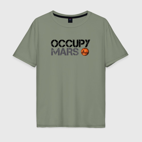 Мужская футболка хлопок Oversize Occupy mars, цвет авокадо