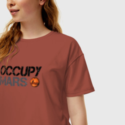 Женская футболка хлопок Oversize Occupy mars - фото 2