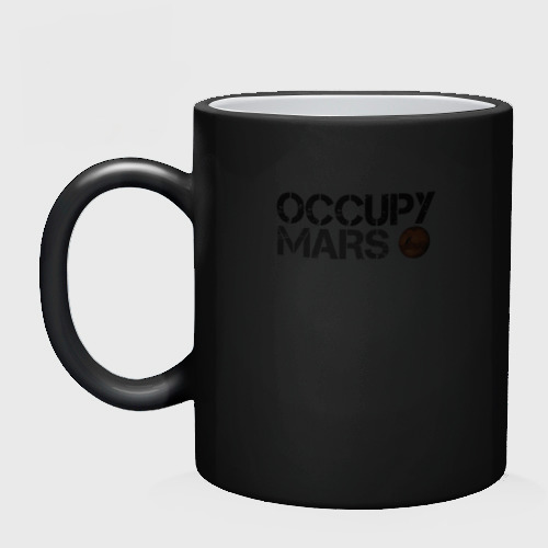 Кружка хамелеон Occupy mars, цвет белый + черный - фото 3