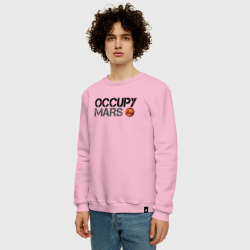 Мужской свитшот хлопок Occupy mars, цвет светло-розовый - фото 3