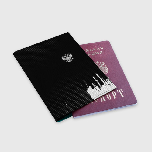 Обложка для паспорта матовая кожа Russia black collection, цвет бирюзовый - фото 3