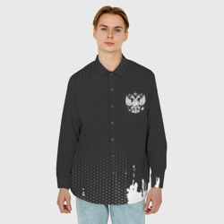 Мужская рубашка oversize 3D Russia black collection - фото 2