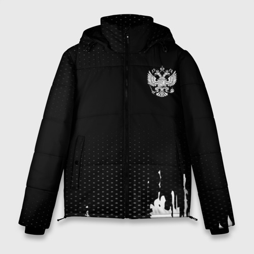 Мужская зимняя куртка с принтом Russia black collection, вид спереди №1