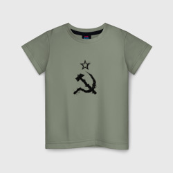 Детская футболка хлопок Лого СССР в стиле чёрный гранж
