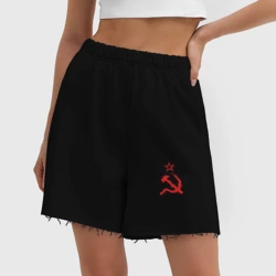 Женские шорты oversize футер хлопок Лого СССР в стиле Гранж - фото 2