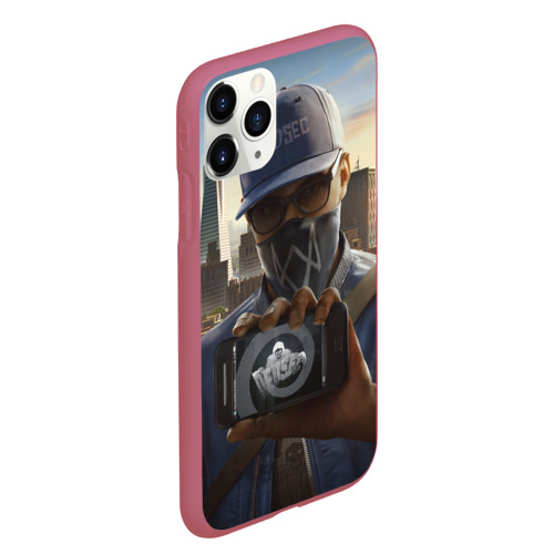 Чехол для iPhone 11 Pro Max матовый Watch Dogs, цвет малиновый - фото 3