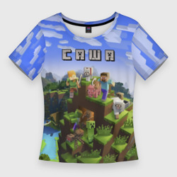 Женская футболка 3D Slim Саша - Minecraft