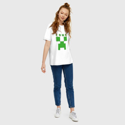 Футболка с принтом Саша - Minecraft для женщины, вид на модели спереди №3. Цвет основы: белый