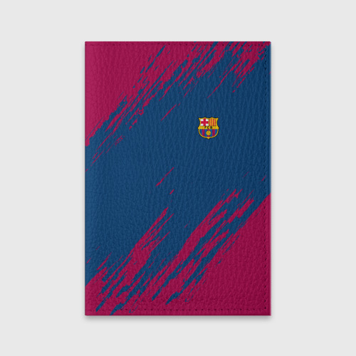Обложка для паспорта матовая кожа FC Barcelona Barca ФК Барселона, цвет черный