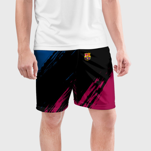 Мужские шорты спортивные с принтом FC BARCELONA (BARCA) | ФК БАРСЕЛОНА, фото на моделе #1
